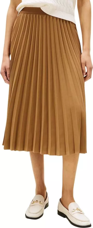 Brown Recycled Polyester Midi Skirt