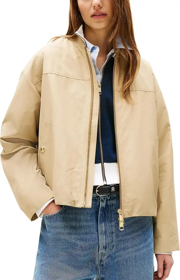 Beige Cotton Bomber