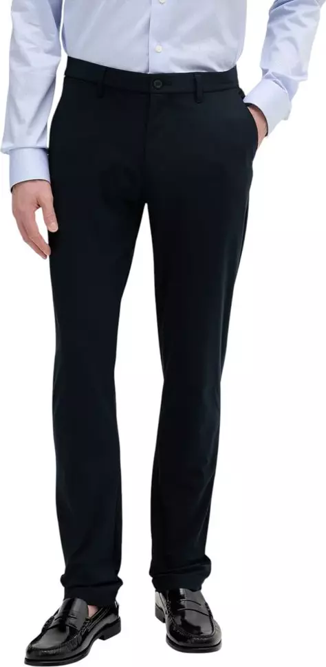 Blue Polyester Casual Pants
