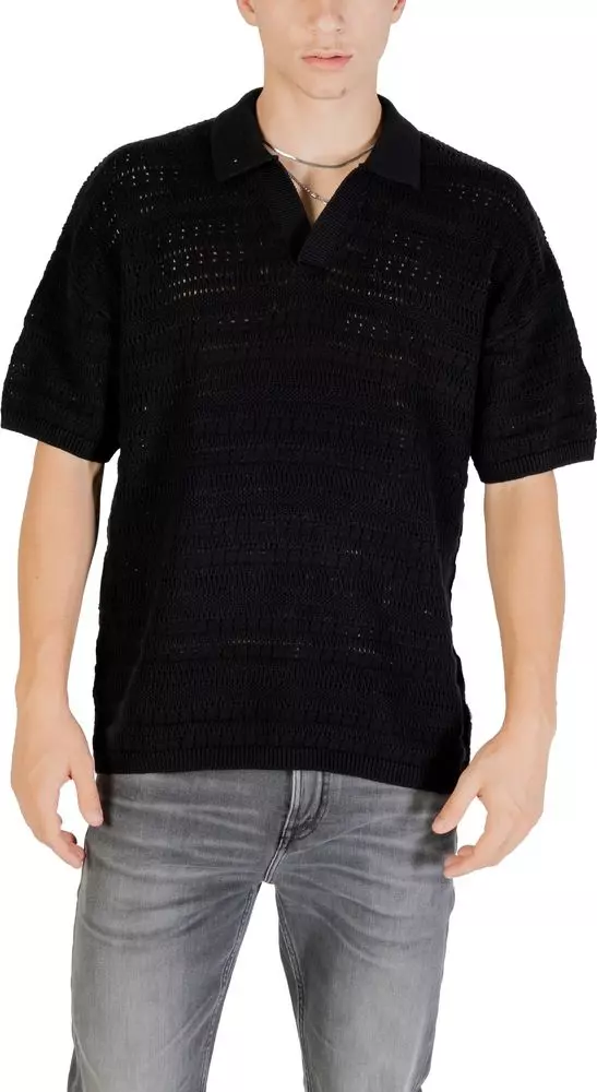 Black Cotton Polo Shirt
