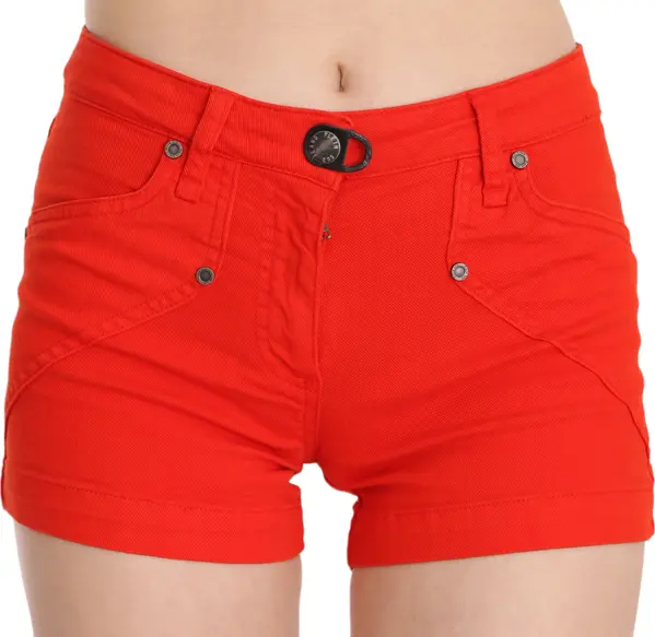 Orange Mid Waist Cotton Denim Mini