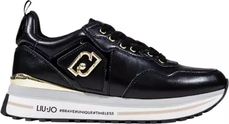Black Artificial Leather Platform Sneakers