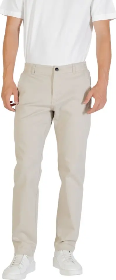 Beige Polyester Casual Pants