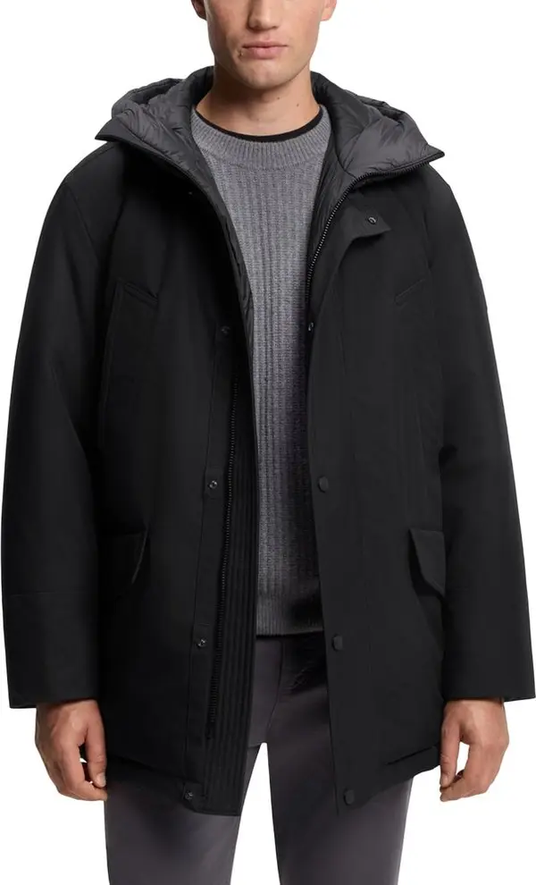 Black Polyester Full-Length Jacket