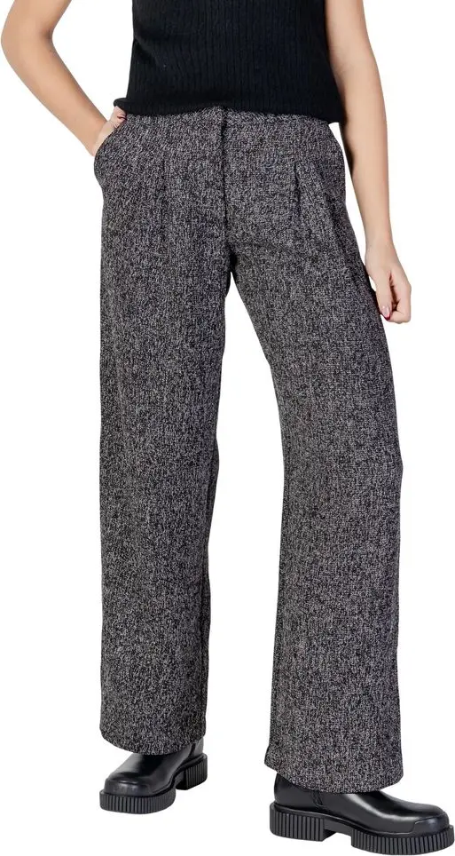 Black Polyester Flared Pants
