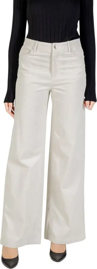 Beige Cotton Casual Pants