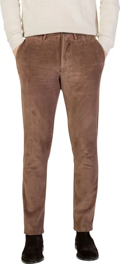 Brown Cotton Casual Pants
