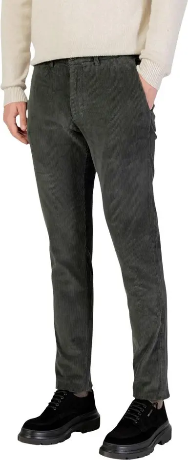 Green Cotton Casual Pants