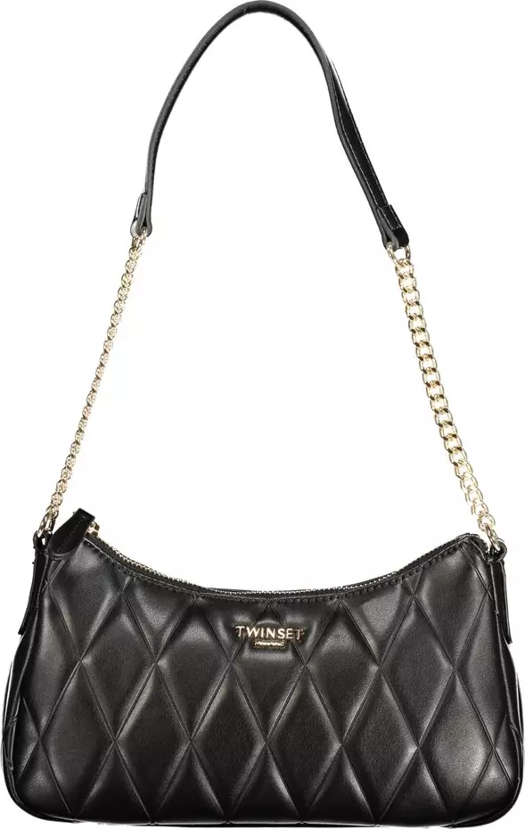 Black Polyurethane Women Shoulder Bag