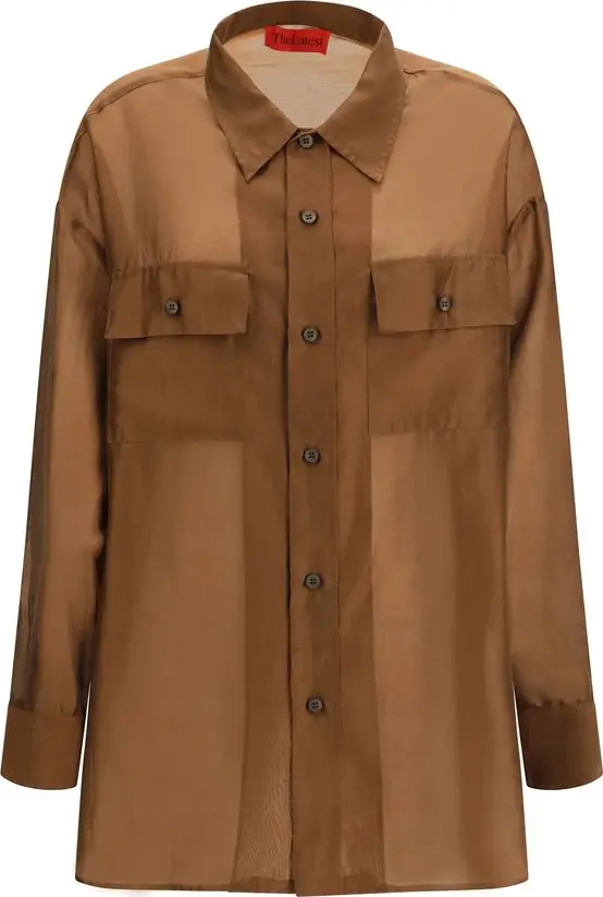 Brown Lycra Dress Shirt