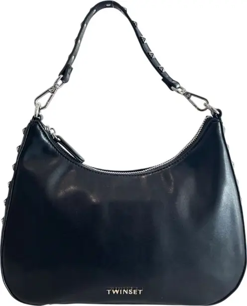 Black Polyurethane Women Shoulder Bag