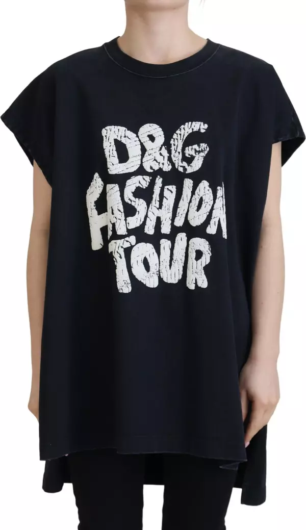 Black D&G Fashion Round Neck Cotton T-shirt