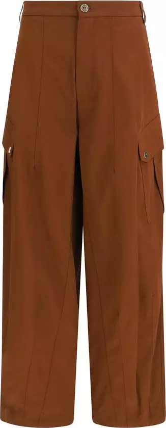 Brown Cotton Casual Pants