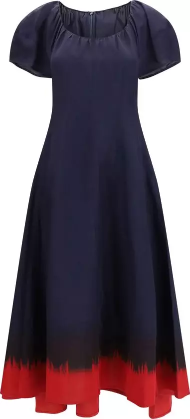 Blue Viscose Casual Dress