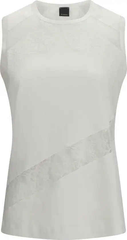 White Cotton Sleeveles T-Shirt