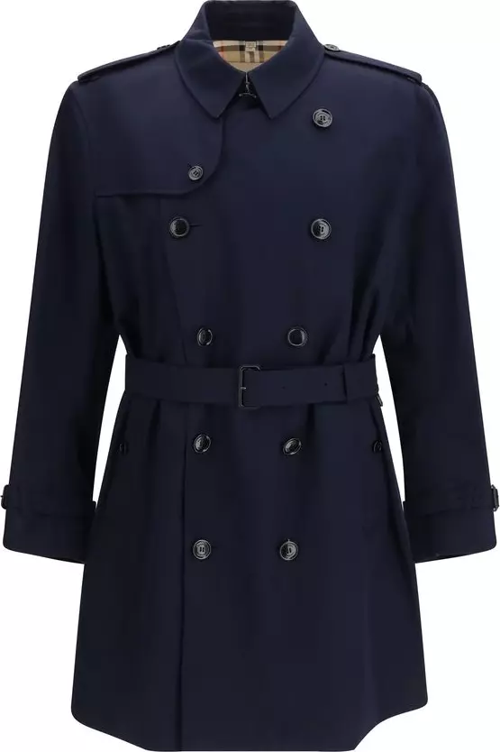 Blue Cotton Trench Coat