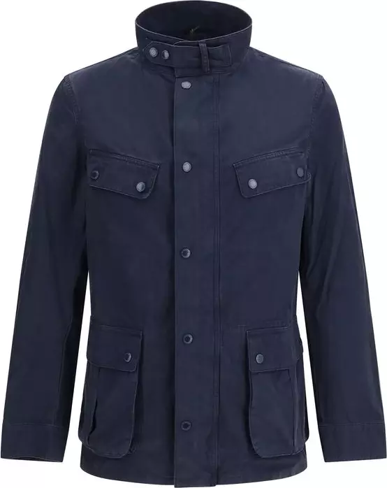 Blue Cotton Full-Length Jacket