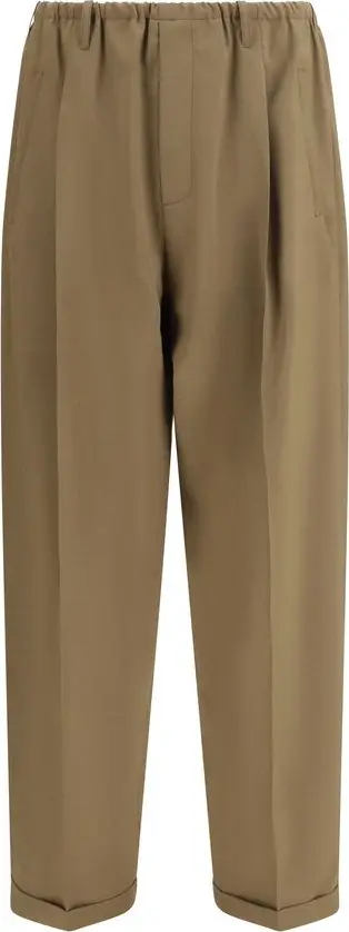 Beige Polyester Casual Pants