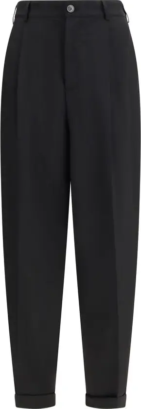 Black Wool Casual Pants
