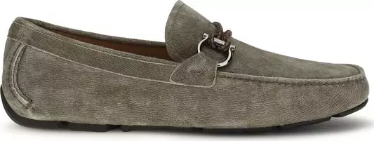 Gray Calf Leather Bos Taurus Slip-On Loafers