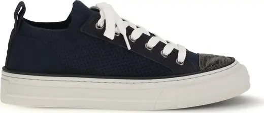 Blue Cotton Low Top Sneakers