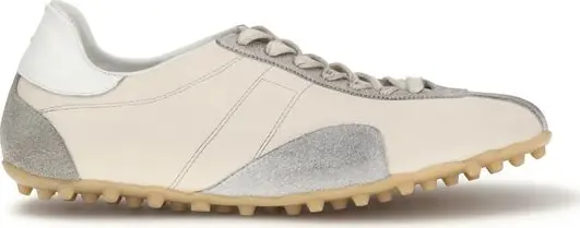 Beige Calf Leather Bos Taurus Athletic Sneakers