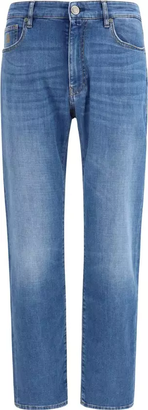 Blue Cotton Straight-Leg Jeans