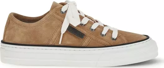 Beige Calf Leather Bos Taurus Low Top Sneakers