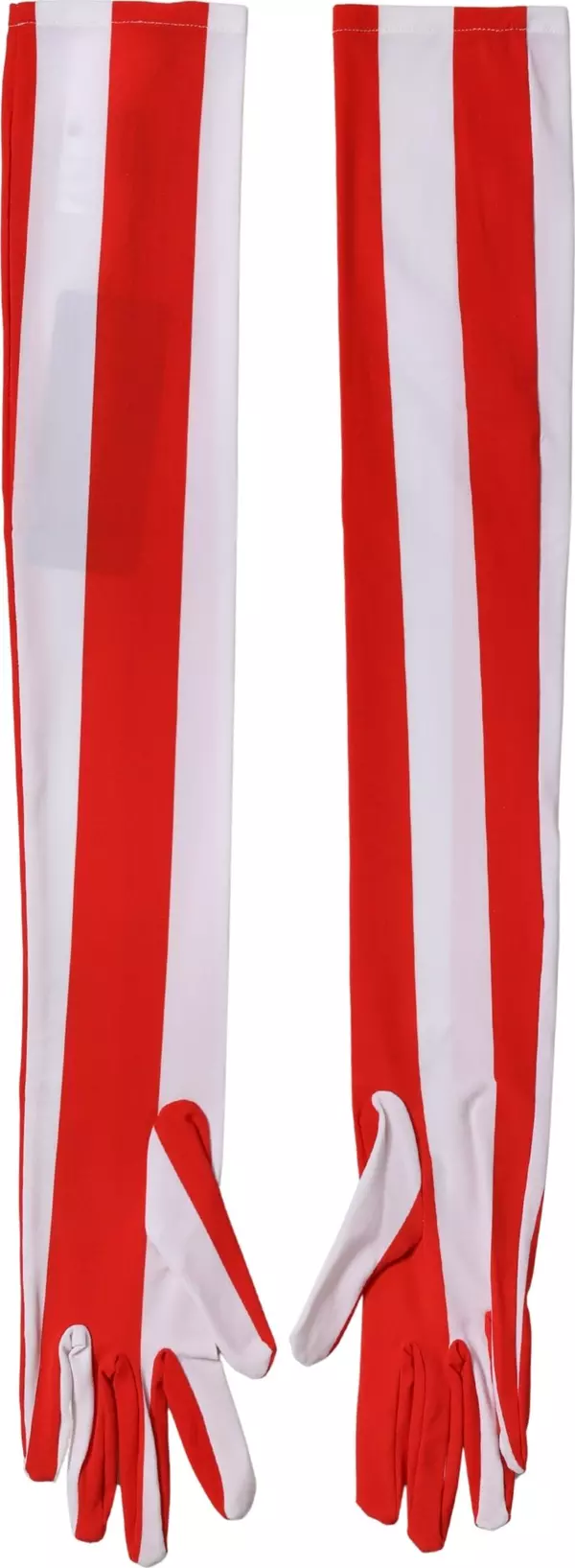 Red White Stripes Nylon Elbow Length Women Gloves