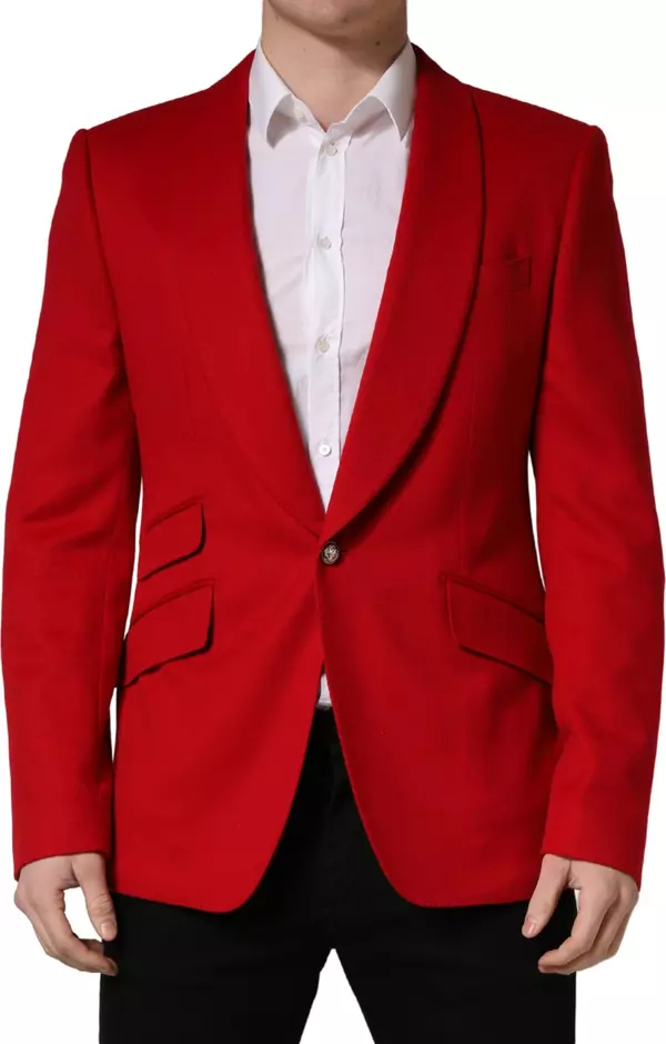 Red Cashmere Single Breasted Jacket Blazer