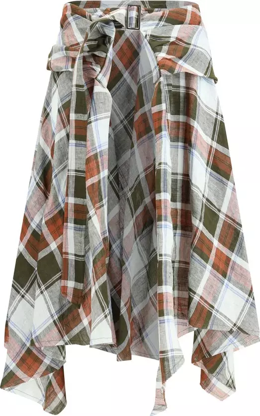 Multicolor Linen Midi Skirt