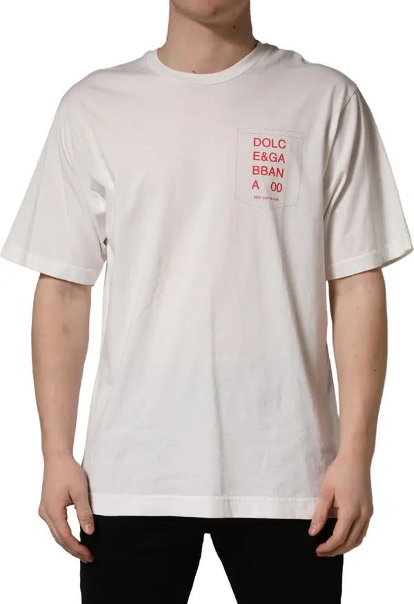 White Graphic Print Cotton Crew Neck T-shirt