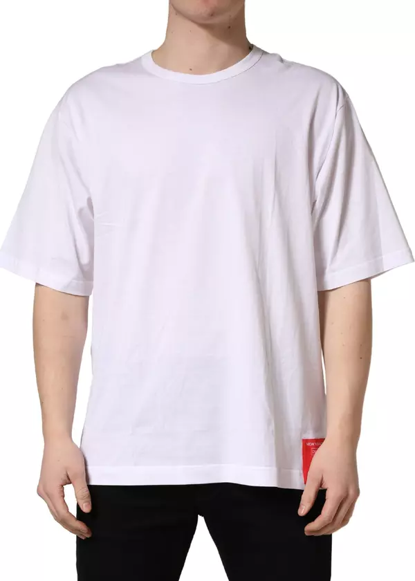 White Cotton Short Sleeves Crew Neck T-shirt