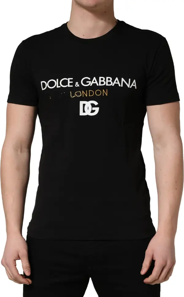 Black DG London Cotton Men Crew Neck T-shirt