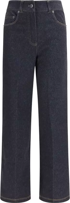 Blue Cotton Straight-Leg Jeans