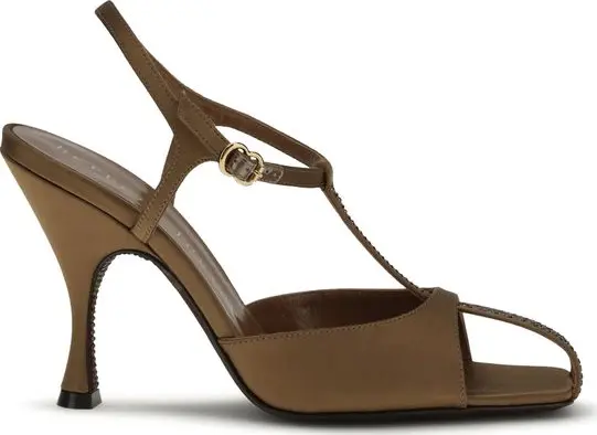 Brown Silk Strap-On Sandals