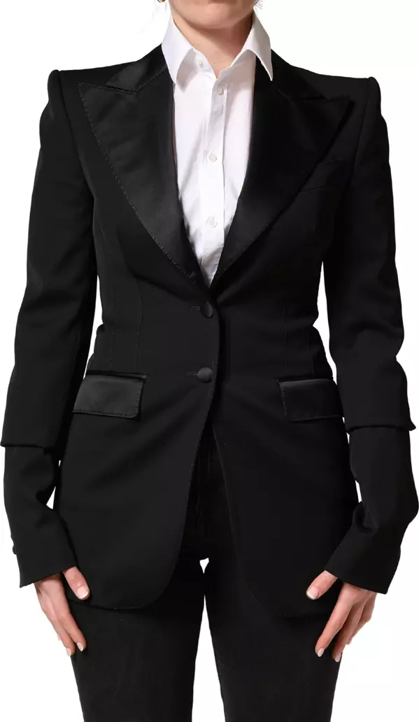 Black Wool Single Breasted Blazer Jacket