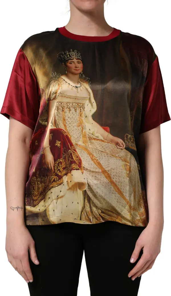 Maroon Royal Crown Dress Queen Painting Silk T-shirt