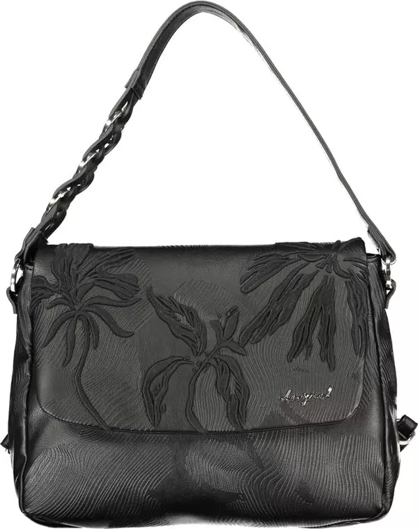 Black Polyurethane Women Backpack