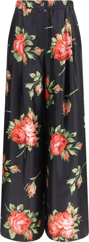 Multicolor Silk Casual Pants
