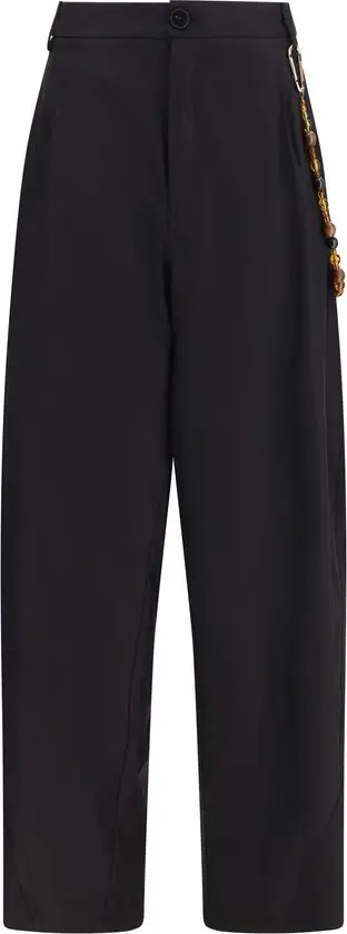 Black Cotton Casual Pants