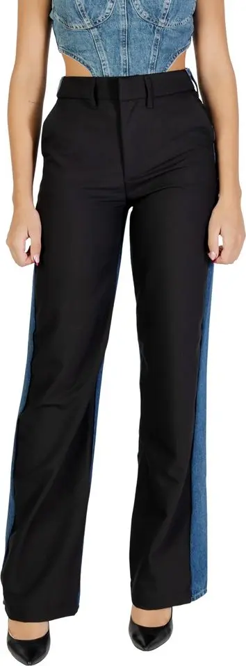 Black Polyester Mom Jeans