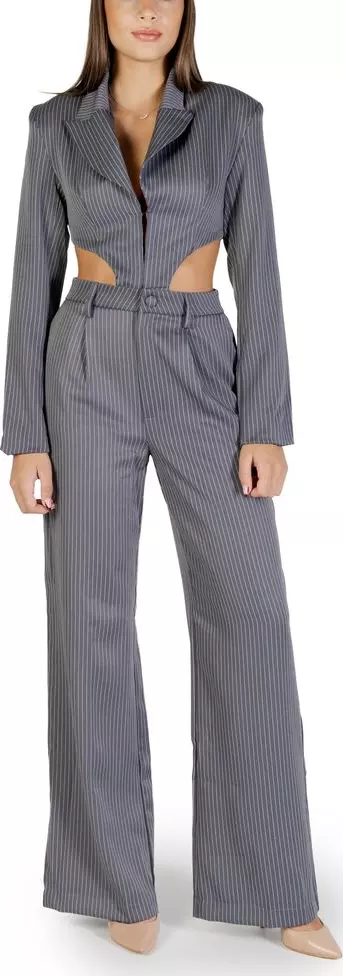 Gray Polyester Jumpsuit