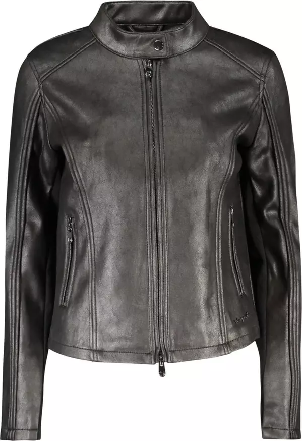Black Polyester Women Jacket
