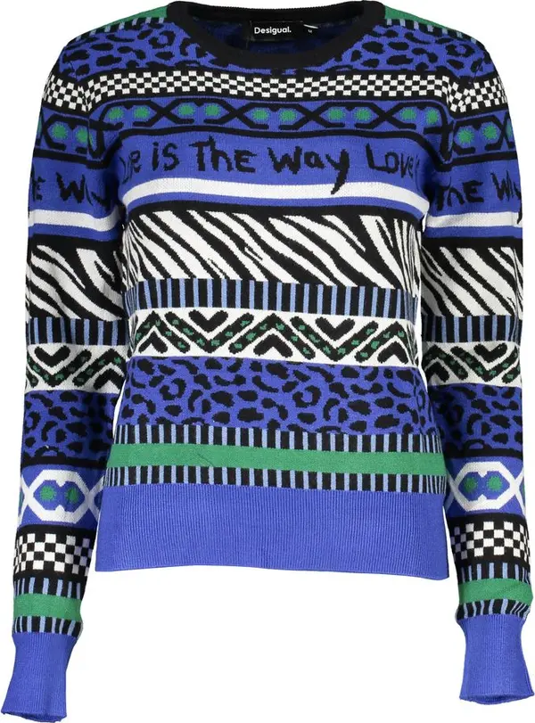 Blue Viscose Women Sweater