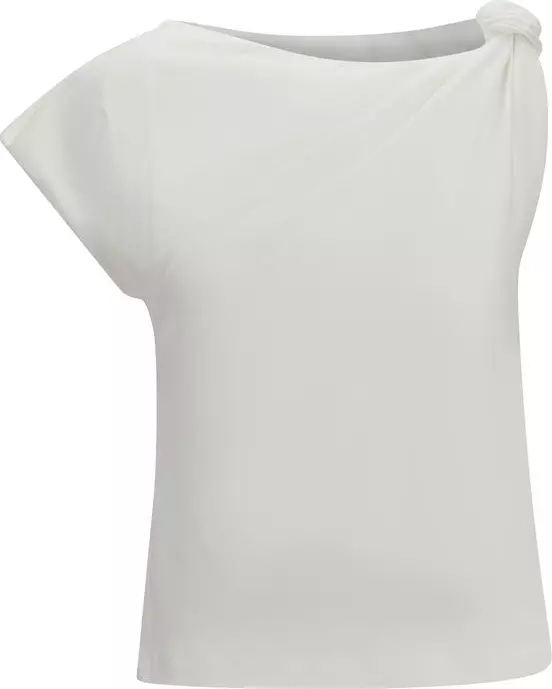 White Cotton Sleeveles T-Shirt