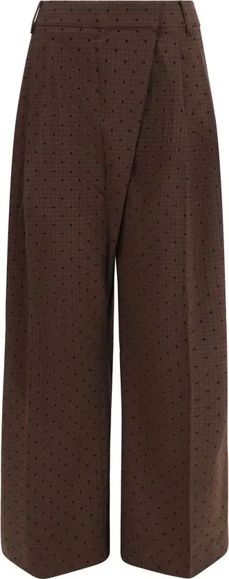 Brown Elastane Casual Pants