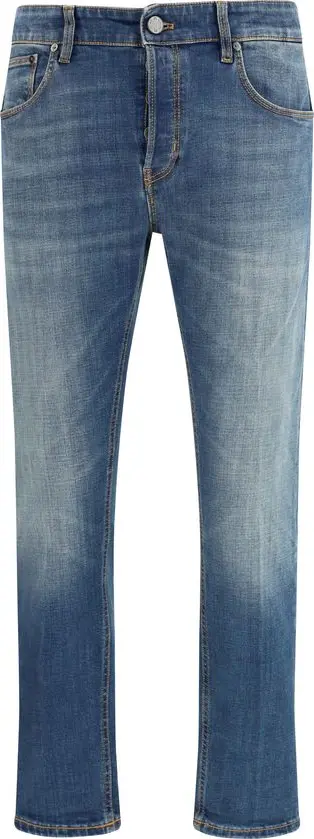Blue Cotton Tapered Jeans