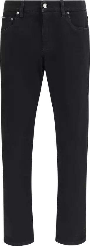 Black Cotton Slim Fit Jeans