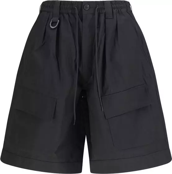 Black Cotton Bermuda Shorts